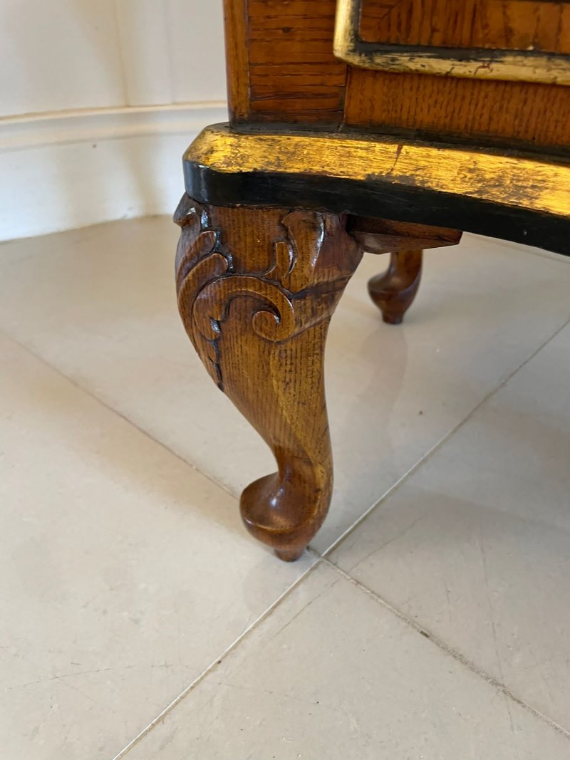 Antique 18th Century Quality Parquetry Inlaid Serpentine Shaped Marble Top Commode Chest - Image 13